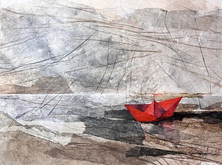 Картина за серым красный свет.  Серия "Тени, игры прошлого"