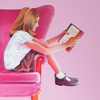 Картина девушка в розовом кресле