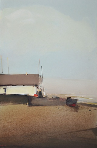Картина берег Лимана. Рыболовы