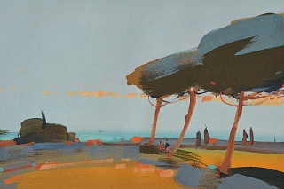 Картина восход луны, Средиземное море