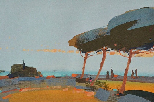 Картина восход луны, Средиземное море фото 1