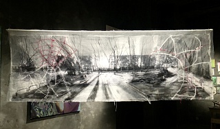 Картина "Панорама города-сада №1» из серии «Скрытое в листве»