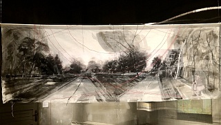 Картина "Панорама города-сада №2» из серии «Скрытое в листве»
