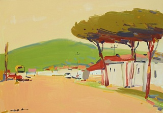 Картина испанская деревня. В окрестностях Жироны