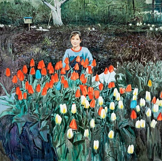 Картина девочка в тюльпанах. Проект "Сады"