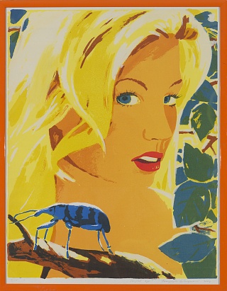 Картина девушка с синим жуком