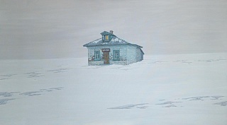 Картина магазинчик в тундре