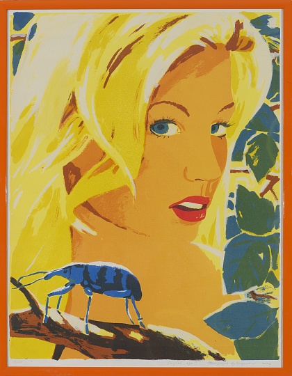 Картина девушка с синим жуком фото 2